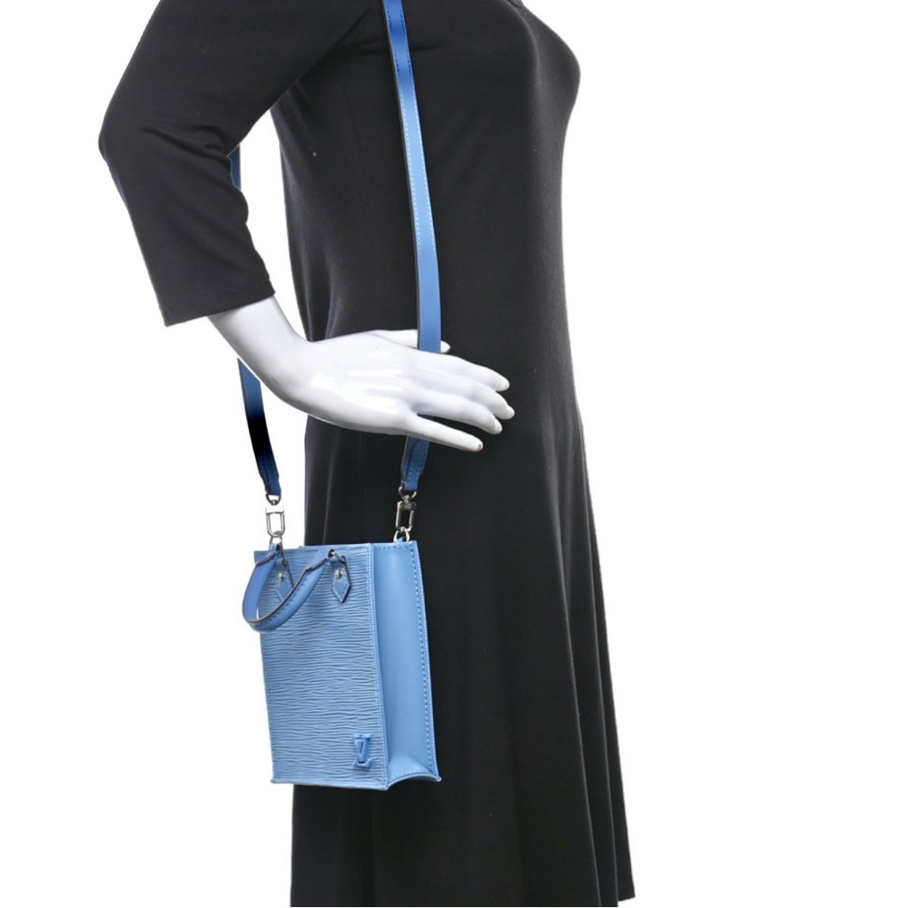 Louis Vuitton Petit Sac Plat Shoulder Bag Blue Epi Leather - Picture 6 of 6